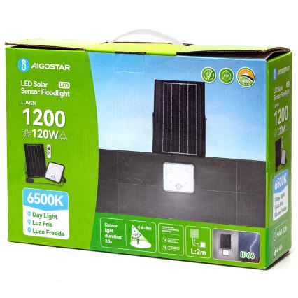 Aigostar - LED Stmívatelný solární reflektor se senzorem LED/120W/3,4V 6500K IP66 8000 mAh + dálkové ovládání
