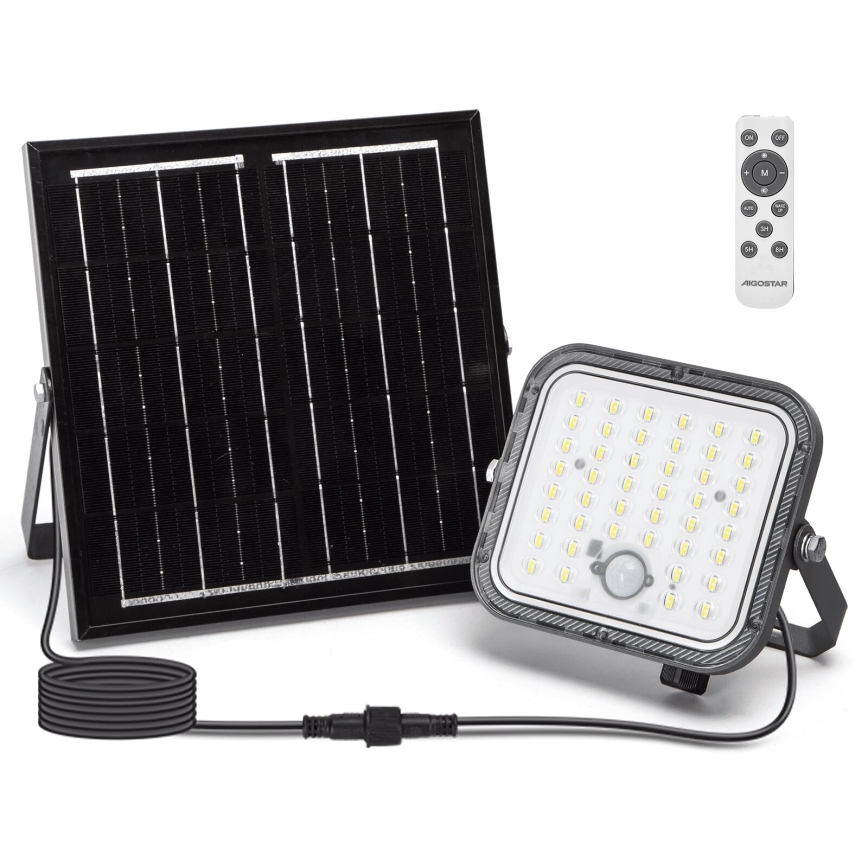 Aigostar - LED Stmívatelný solární reflektor se senzorem LED/80W/3,4V 6500K IP66 4000 mAh + dálkové ovládání