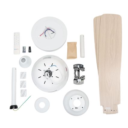 Aigostar - LED Stmívatelný stropní ventilátor LED/20W/230V 2700-6500K 132cm bílá/béžová + dálkové ovládání