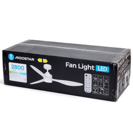 Aigostar - LED Stmívatelný stropní ventilátor LED/20W/230V 2700-6500K 132cm bílá + dálkové ovládání
