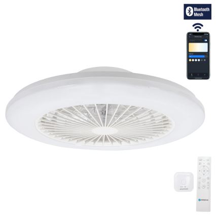 Aigostar - LED Stmívatelné stropní svítidlo s ventilátorem LED/40W/230V 2700-6500K pr. 48,5 cm bílá + dálkové ovládání