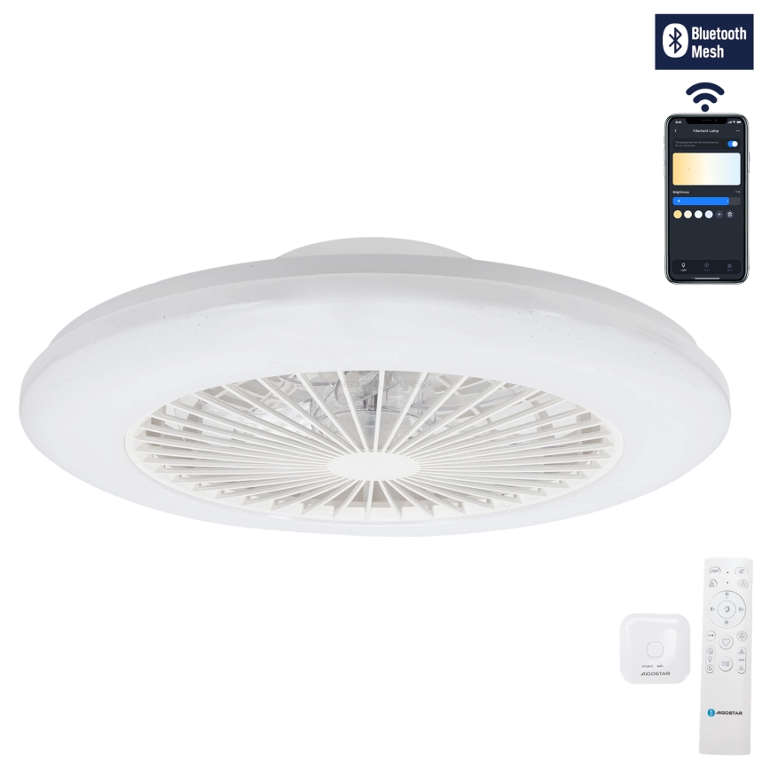 Aigostar - LED Stmívatelné stropní svítidlo s ventilátorem LED/40W/230V 2700-6500K pr. 48,5 cm bílá + dálkové ovládání
