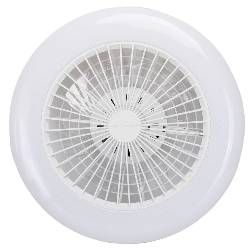 Aigostar - LED Stmívatelné stropní svítidlo s ventilátorem LED/40W/230V 2700-6500K pr. 48,5 cm bílá + dálkové ovládání
