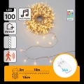 Aigostar - LED Stmívatelný venkovní vánoční řetěz se senzorem pohybu 100xLED/3xAA 12m teplá bílá + dálkové ovládání