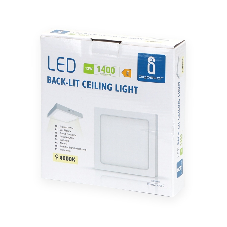 Aigostar - LED Stropní přisazené svítidlo LED/12W/230V 17,3x17,3 cm 4000K bílá