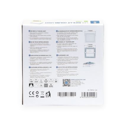 Aigostar - LED Stropní přisazené svítidlo LED/12W/230V 17,3x17,3 cm 4000K bílá