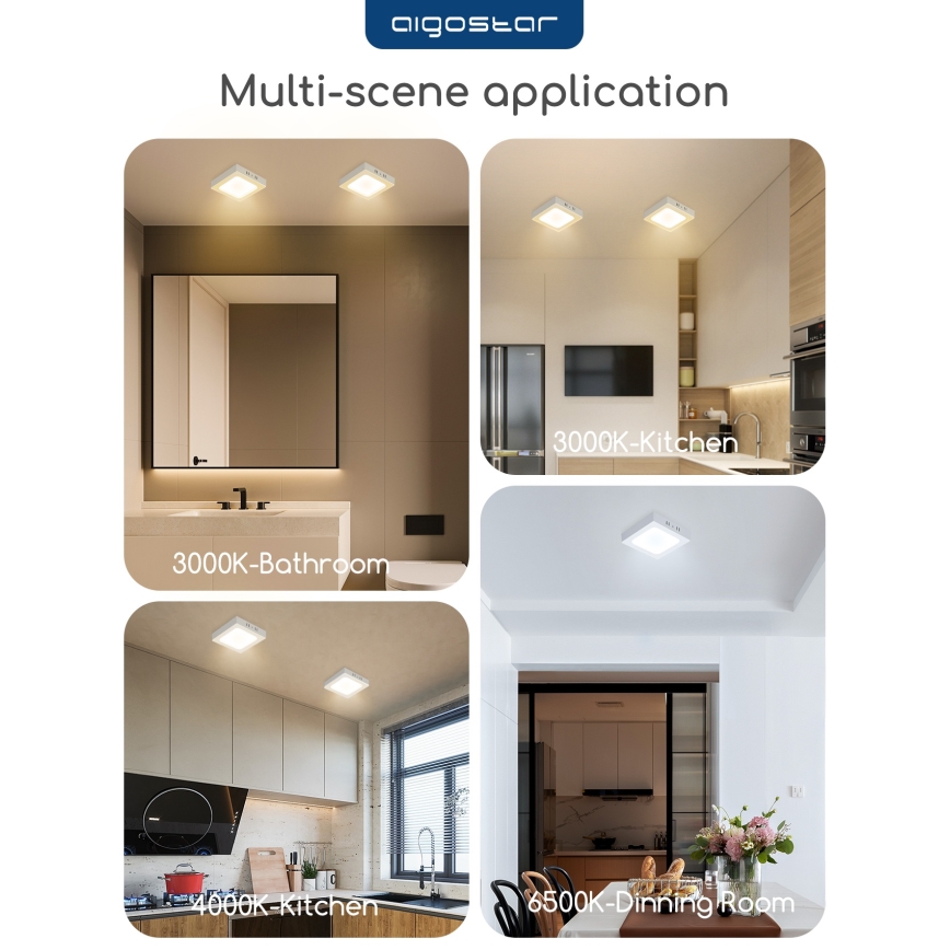 Aigostar - LED Stropní přisazené svítidlo LED/18W/230V 4000K 22,6x22,6 cm bílá