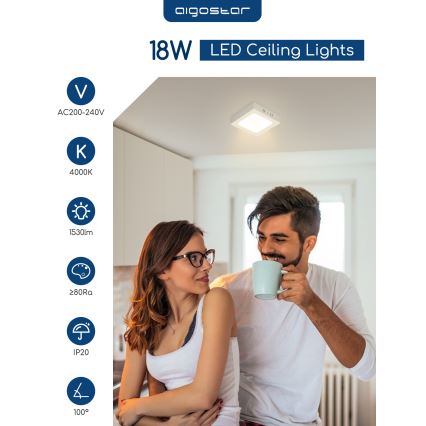 Aigostar - LED Stropní přisazené svítidlo LED/18W/230V 4000K 22,6x22,6 cm bílá