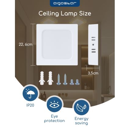 Aigostar - LED Stropní přisazené svítidlo LED/18W/230V 4000K 22,6x22,6 cm bílá