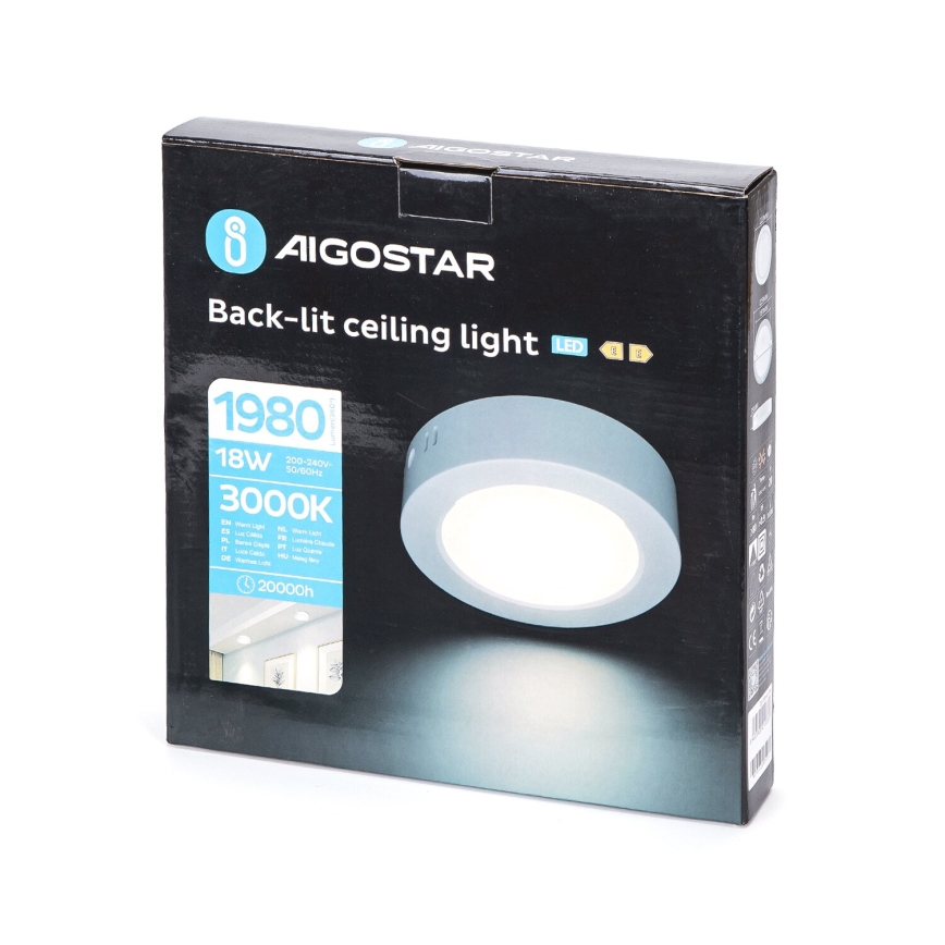 Aigostar - LED Stropní přisazené svítidlo LED/18W/230V pr. 22,6 cm 3000K bílá
