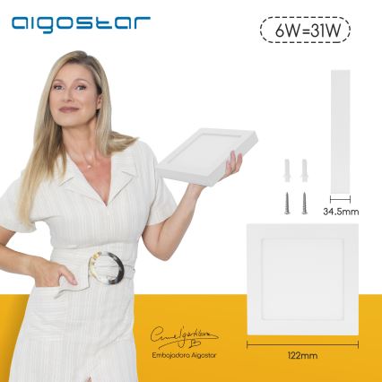 Aigostar - LED Stropní přisazené svítidlo LED/6W/230V 4000K 12,2x12,2 cm bílá