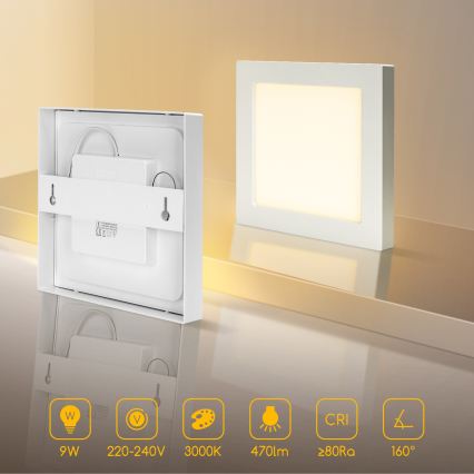 Aigostar - LED Stropní přisazené svítidlo LED/9W/230V 3000K 12,2x12,2 cm bílá