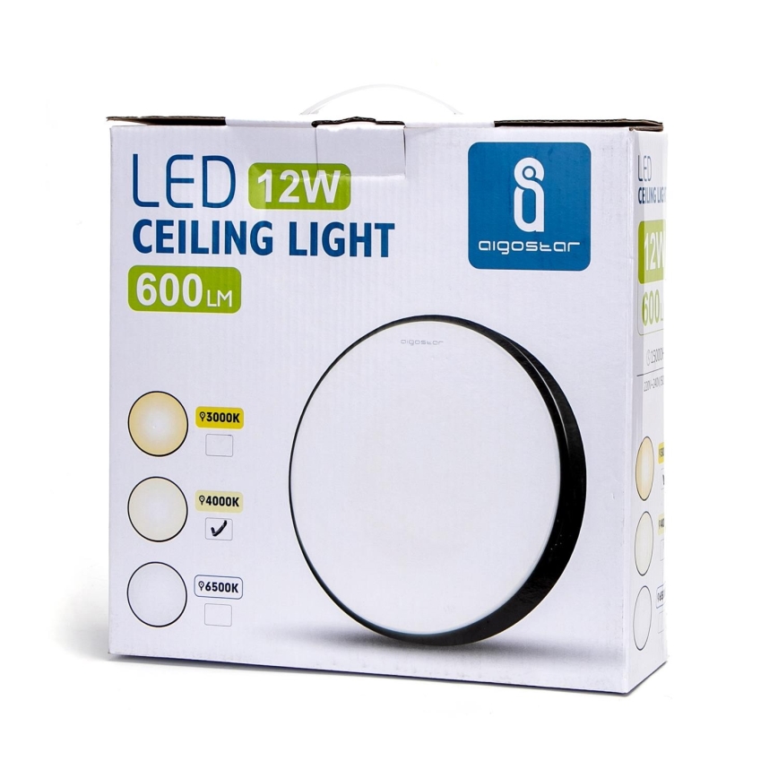 Aigostar - LED Stropní svítidlo LED/12W/230V 4000K pr. 23 cm černá