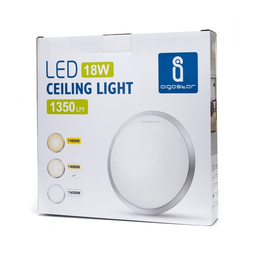 Aigostar - LED Stropní svítidlo LED/18W/230V 4000K matný chrom