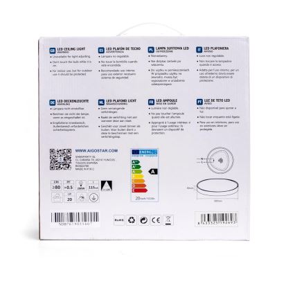 Aigostar - LED Stropní svítidlo LED/20W/230V 3000K pr. 30 cm šedá