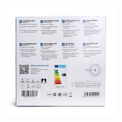 Aigostar - LED Stropní svítidlo LED/20W/230V 4000K
