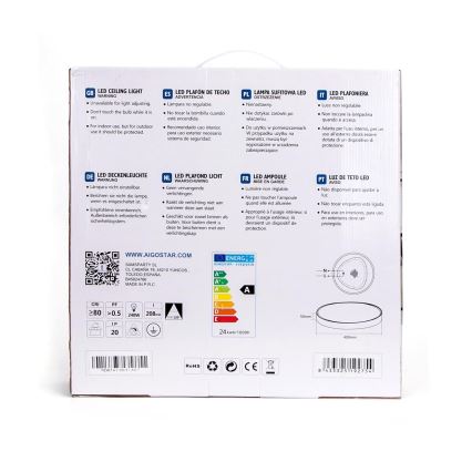 Aigostar - LED Stropní svítidlo LED/24W/230V 3000K pr. 40 cm bílá