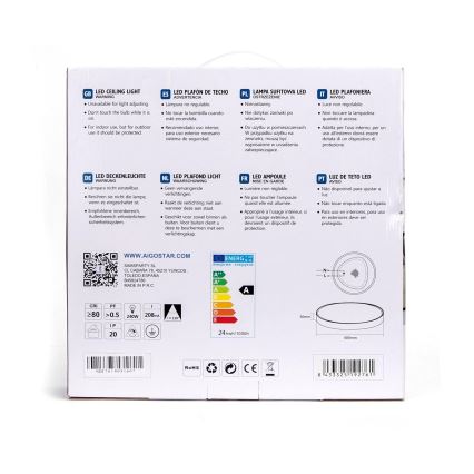 Aigostar - LED Stropní svítidlo LED/24W/230V 4000K pr. 40 cm bílá