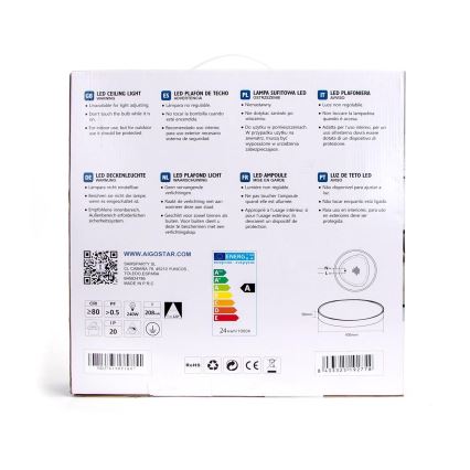 Aigostar - LED Stropní svítidlo LED/24W/230V 6500K pr. 40 cm bílá