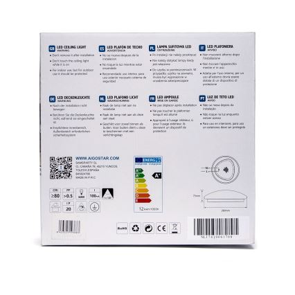 Aigostar - LED Stropní svítidlo se senzorem LED/12W/230V 3000K pr. 28 cm