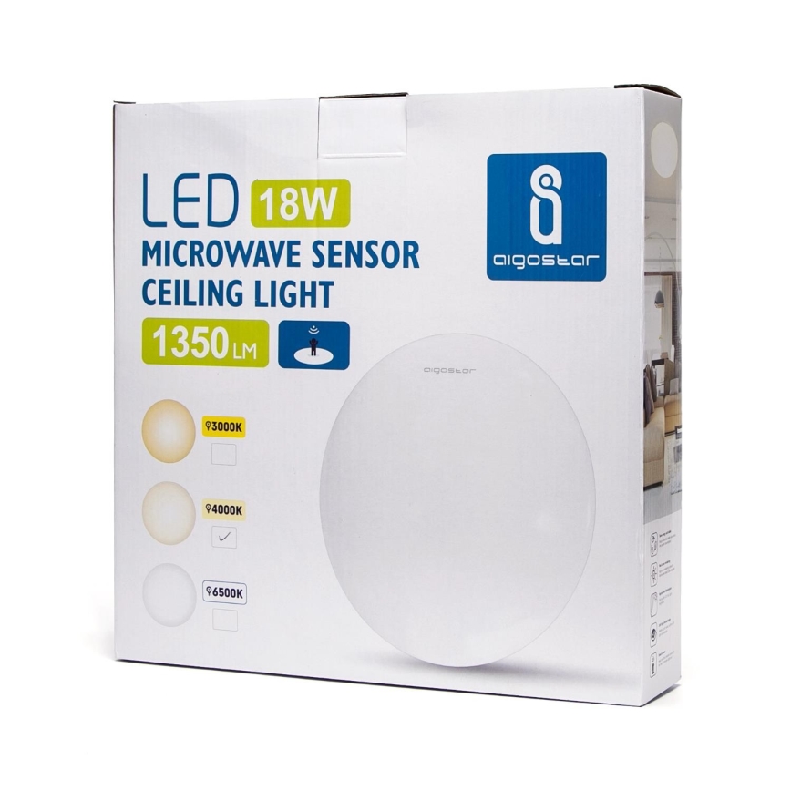 Aigostar - LED Stropní svítidlo se senzorem LED/18W/230V 4000K