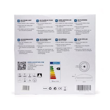 Aigostar - LED Stropní svítidlo se senzorem LED/18W/230V 4000K