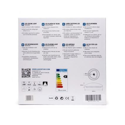 Aigostar - LED Stropní svítidlo se senzorem LED/18W/230V 6500K