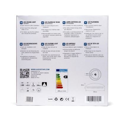 Aigostar - LED Stropní svítidlo se senzorem LED/24W/230V 4000K