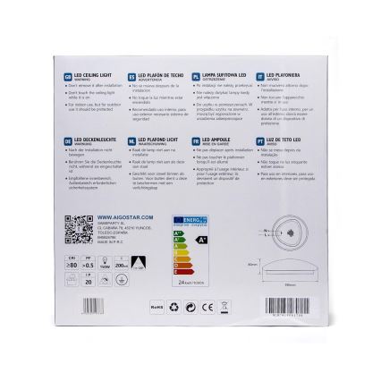 Aigostar - LED Stropní svítidlo se senzorem LED/24W/230V 6500K