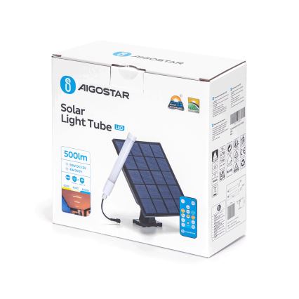 Aigostar - LED Stmívatelná trubice se solárním panelem LED/3,2V 3000K/4000K/6500K IP65 + dálkové ovládání