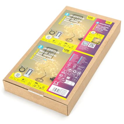 Aigostar - LED Vánoční dekorace 108xLED/3xAA/8 funkcí 45cm teplá bílá