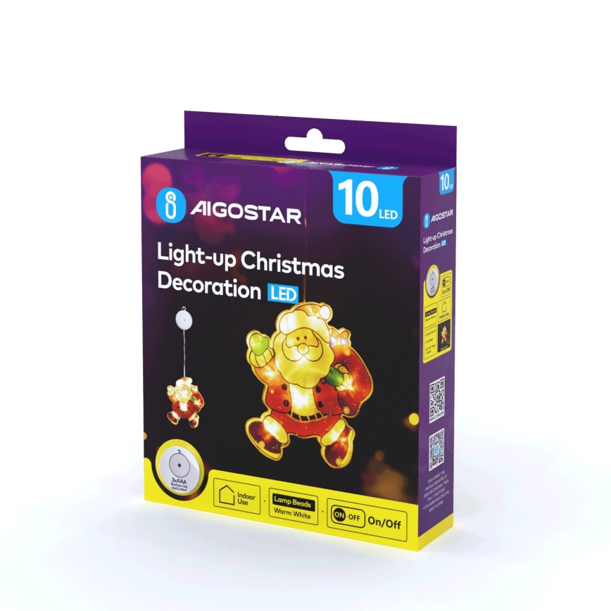 Aigostar - LED Vánoční dekorace LED/3xAAA Santa 20cm
