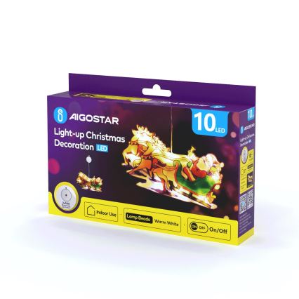 Aigostar - LED Vánoční dekorace LED/3xAAA Santa se soby 13,4cm
