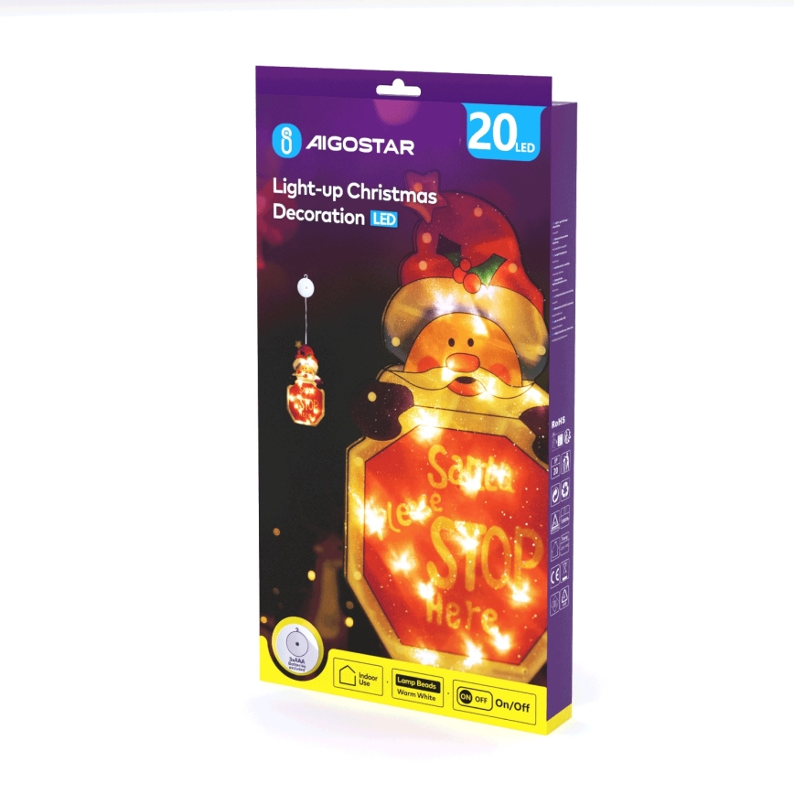 Aigostar - LED Vánoční dekorace LED/3xAAA Santa se značkou 45cm