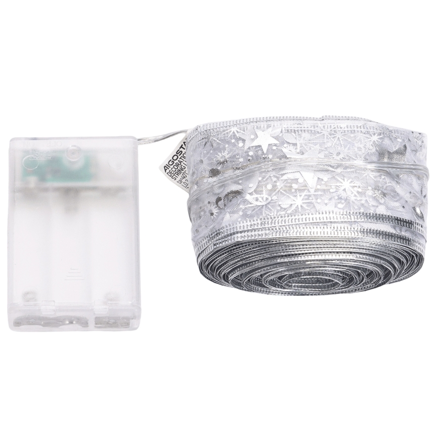 Aigostar - LED Vánoční řetěz 100xLED/3xAA 10 m teplá bílá stříbrná