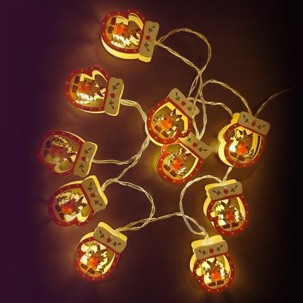 Aigostar - LED Vánoční řetěz 10xLED/3xAA 1,5m teplá bílá rukavice