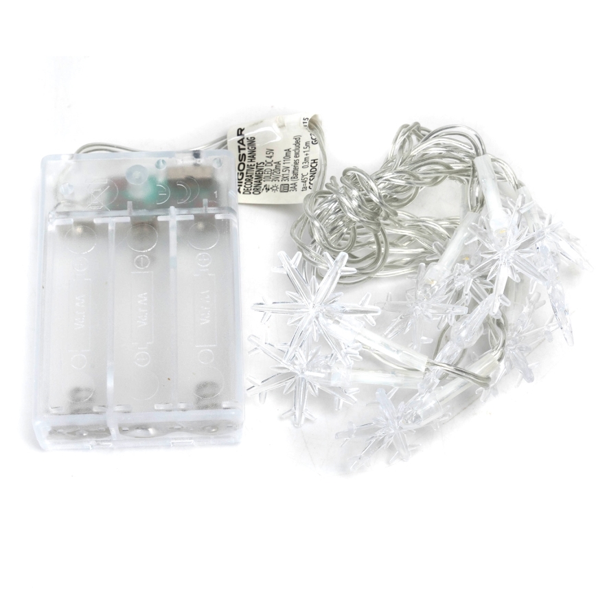 Aigostar - LED Vánoční řetěz 10xLED/3xAA 1,5m teplá bílá vločky