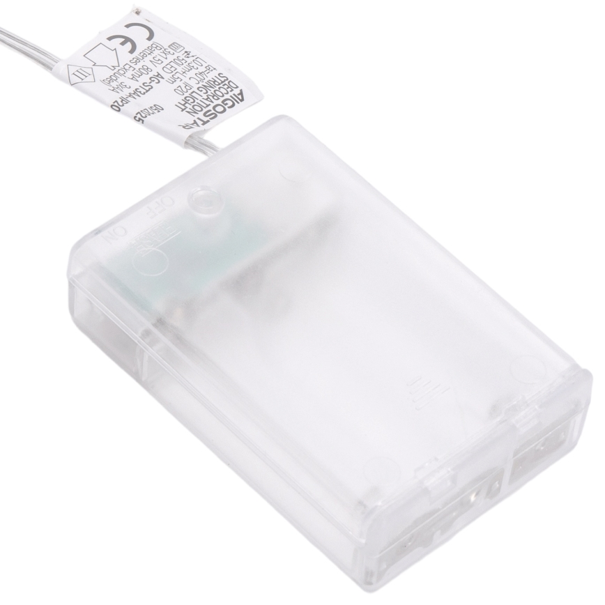 Aigostar - LED Vánoční řetěz 20xLED/3xAA 2 m teplá bílá stříbrná