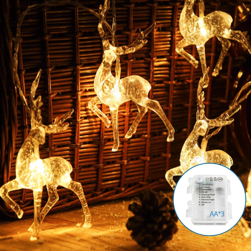 Aigostar - LED Vánoční řetěz 20xLED/3xAA 3,3m soby