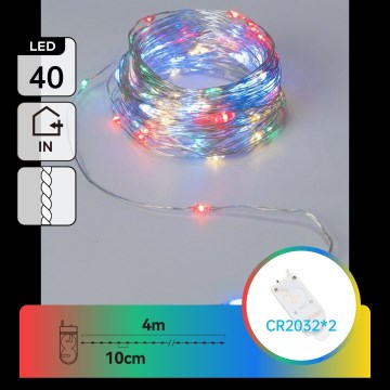 Aigostar - LED Vánoční řetěz 40xLED/2x3V 4m multicolor