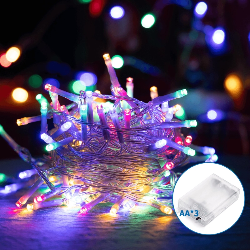 Aigostar - LED Vánoční řetěz 50xLED/3xAA 5,3m multicolor