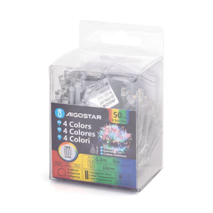 Aigostar - LED Vánoční řetěz 50xLED/3xAA 5,3m multicolor