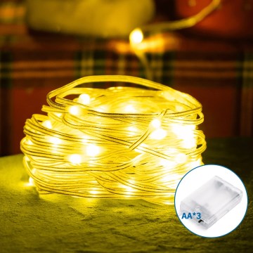 Aigostar - LED Vánoční řetěz 50xLED/3xAA 5,3m teplá bílá