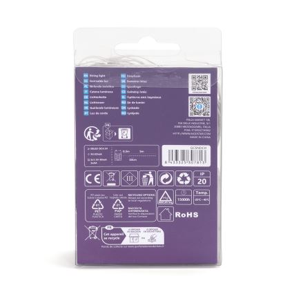 Aigostar - LED Vánoční řetěz 50xLED/3xAA 5,3m teplá bílá