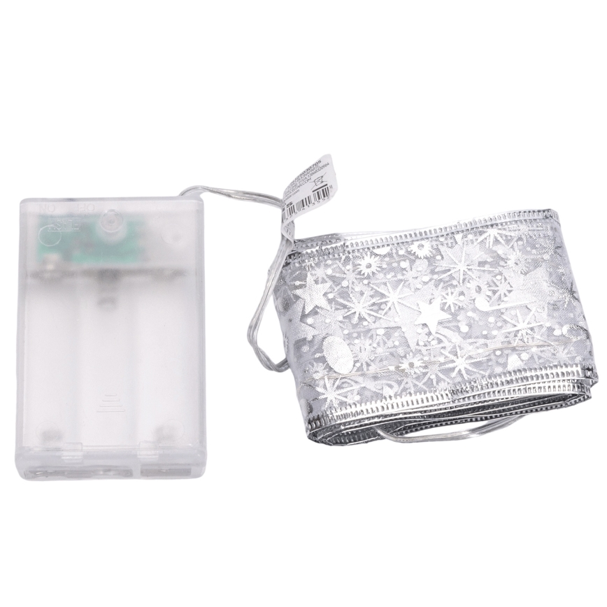 Aigostar - LED Vánoční řetěz 50xLED/3xAA 5 m teplá bílá stříbrná