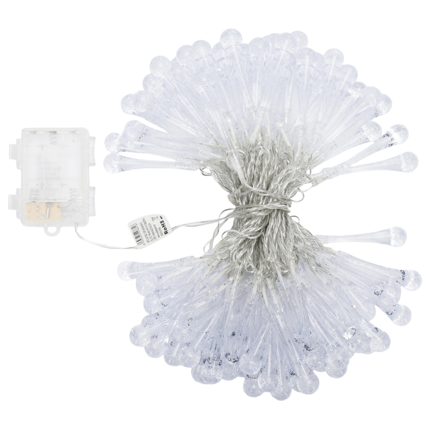 Aigostar - LED Venkovní vánoční řetěz 100xLED/8 funkcí 3xAA 10 m IP44 teplá bílá kapky