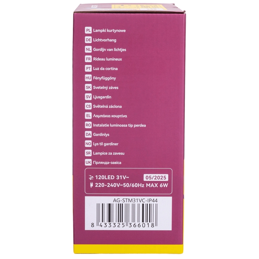 Aigostar - LED Venkovní vánoční řetěz 120xLED/6W/230V/8 funkcí 3x0,6m IP44 teplá bílá + dálkové ovládání