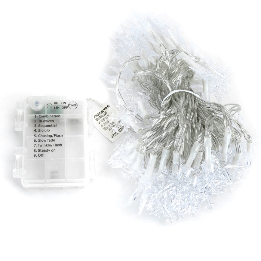 Aigostar - LED Venkovní vánoční řetěz 25xLED/8 funkcí 3xAA 2,5m IP44 teplá bílá hvězdy