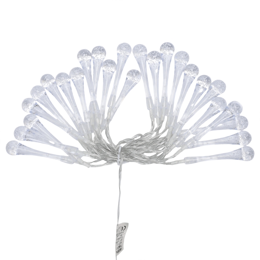 Aigostar - LED Venkovní vánoční řetěz 25xLED/8 funkcí 3xAA 2,5 m IP44 teplá bílá kapky