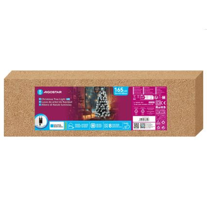 Aigostar - LED Venkovní vánoční stromek 165xLED/8 funkcí 1,5 m IP44 studená bílá